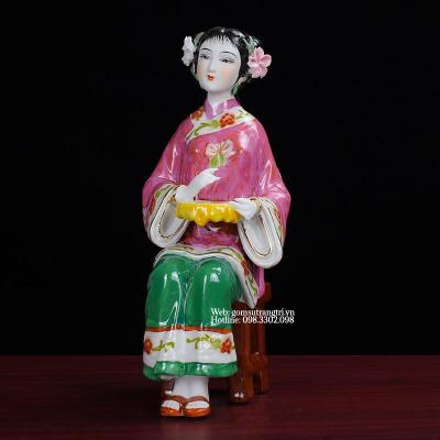 TƯỢNG SỨ MEN MÀU 3 CÔ GÁI